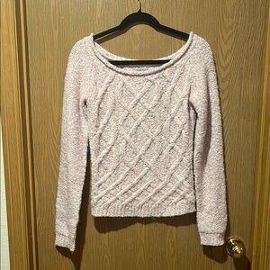Guess Pink Scoop Neck Sweater Cozy Knit